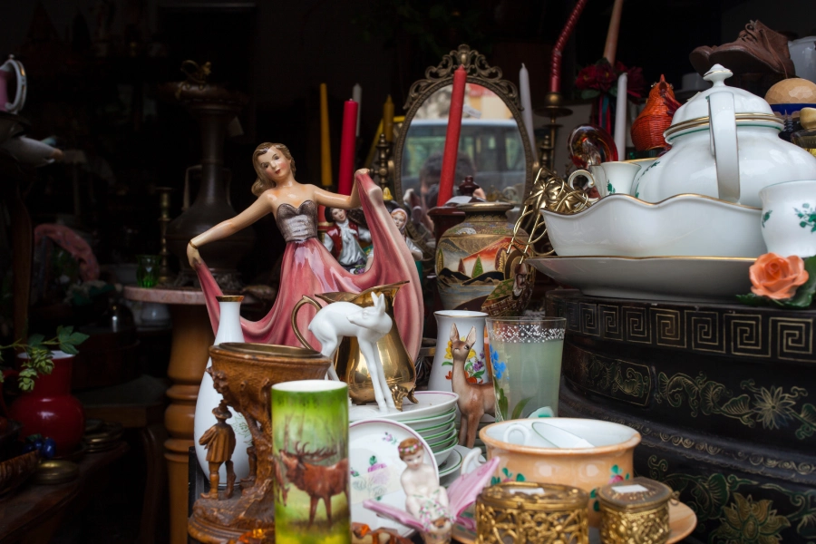 Warm interior setting prepared for an estate sale